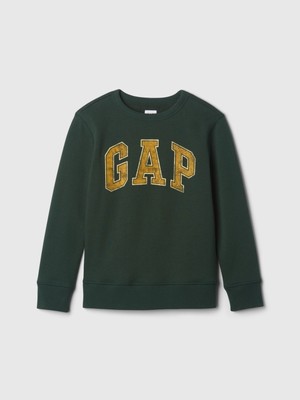 Gap Erkek Çocuk Koyu Yeşil Gap Logo Grafikli Fleece Sweatshirt