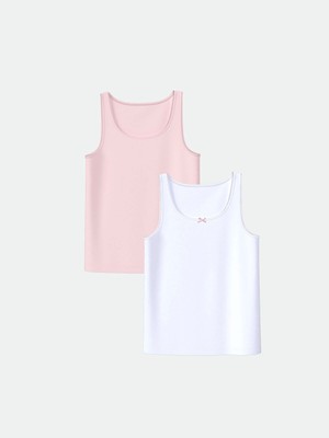 Lcw Kids Beyaz Bisiklet Yaka Kız Çocuk Atlet 2'li