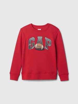 Gap Erkek Çocuk Kırmızı Gap Logo Grafikli Fleece Sweatshirt