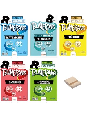 Günay Yayınları LGS 8.Sınıf Bumerang 32 Haftalık Matematik Fen Türkçe Inkılap ve Din Tüm Dersler Denemeleri  5'Li  Set