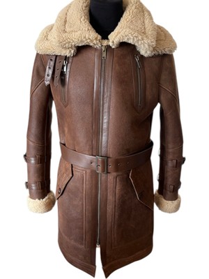 Asus Deri - Erkek Kahverengi Hakiki Koyun Kürkü Kaban - Cooper