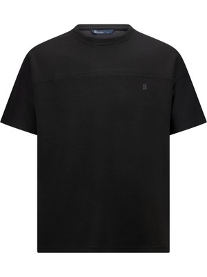 Siyah Regular Fit Bisiklet Yaka Oversize Tişört