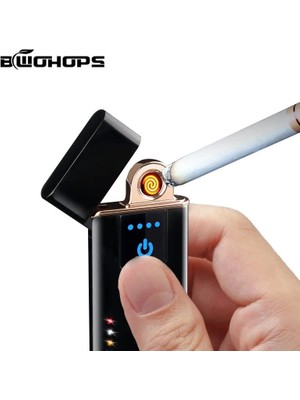 Aydoğan Ticaret44 Elektronik Şarj Edilebilir Alevsiz USB Dokunmatik Siyah Çakmak - Kutulu