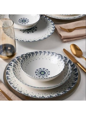 Güral Porselen Atina 24 Parça Elegante Yemek Takımı - Mavi