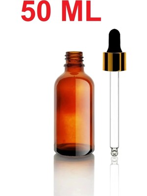 4 Adet 50 ml Amber Cam Şişe Gold Kapaklı Cam Damlalıklı Boş Çok Amaçlı Yağ Esans Şişesi 4X50ML