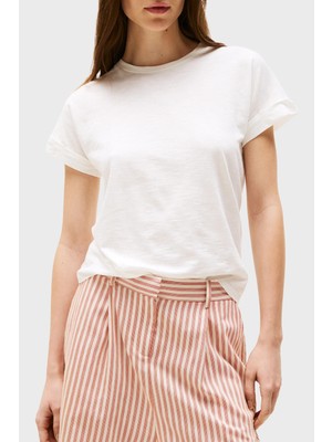 Tommy Hilfiger Yumuşak Dokulu Pamuklu Regular Fit Bisiklet Yaka T Shirt Bayan T Shirt WW0WW45747 Ybl