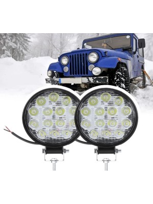 Point 2 Adet Off Road 14 LED 42 Watt Yuvarlak Traktör Tır Kamyon Tekne Sis Farı Projektör Çalışma Lambası
