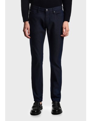 Emporio Armani Puantiyeli Streç Pamuklu Slim Fit Düşük Bel Dar Paça Jeans Erkek Kot Pantolon EM000121 AF14124 FB021