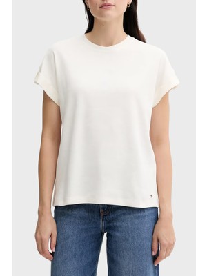 Tommy Hilfiger % 100 Pamuk Regular Fit Bisiklet Yaka T Shirt Bayan T Shirt WW0WW45628 Ya8