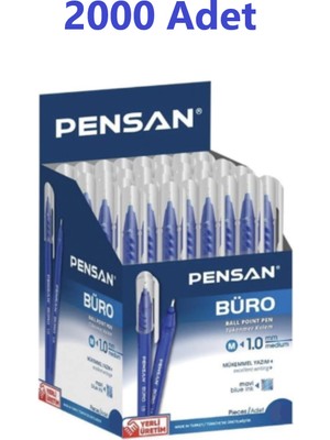 Pensan Tukenmez Kalem Buro 1mm Mavı 2000LI Kolı