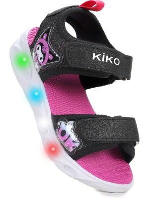 Kiko Kids Kuruza Günlük Işıklı Cırtlı Kız Çocuk Sandalet Ayakkabı