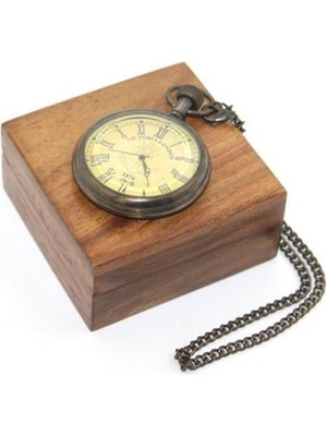 Akıllı Durak Ahşap Kutulu Pirinç Köstekli Saat Model 2