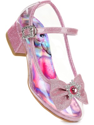  Asel Kız Çocuk Simli Topuklu Abiye Şeffaf Ayakkabı