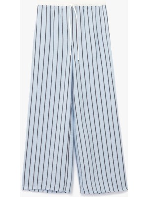 Viskon Kumaş Rahat Kalıp Lastik Detaylı Çizgili Pijama Altı