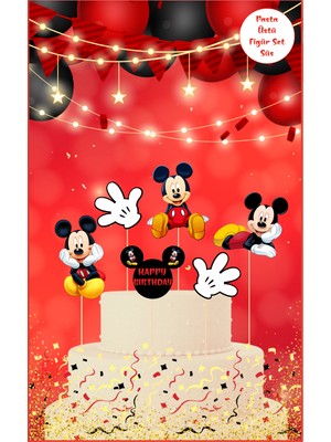 Deniz Parti Mickey Mouse Temalı Pasta Üstü Figür Set