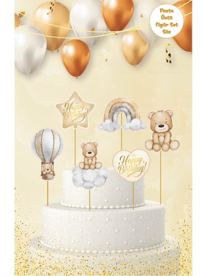 Deniz Parti Sevimli Ayıcık Temalı Pasta Üstü Figür Set