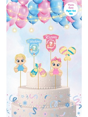 Deniz Parti Cinsiyet Temalı Pasta Üstü Figür Set