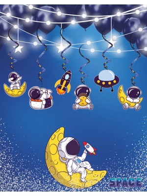 Deniz Parti Uzay Temalı 3D Tavan Sarkıt 6 Lı