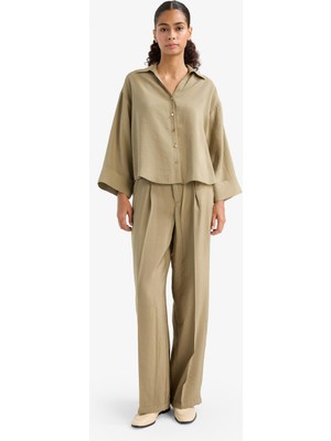 DeFacto Wide Leg Yüksek Bel Geniş Paça Modal Pantolon F7637AX25AU