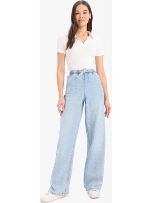 DeFacto Yüksek Bel Geniş Paça Uzun Yumuşak Jean Pantolon E1703AX25SM