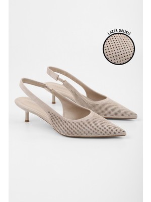 Kadın Vanie Ten Süet Lazer Delikli Stiletto