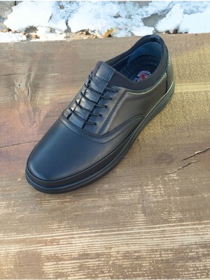 Liccas Erkek Hakiki Deri Kışlık Sportif Kundura Kaymaz Taban Düz Topuklu Akıllı Bağcık