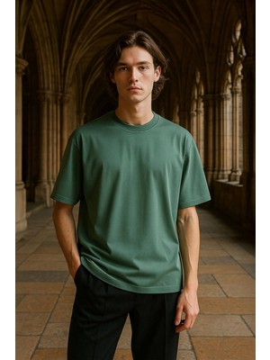 Erkek Bisiklet Yaka Oversize %100 Pamuk T-Shirt