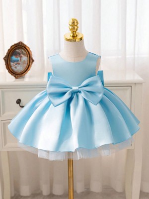 Kız Bebek Seda Model Bebe Mavisi Doğum Günü Elbise