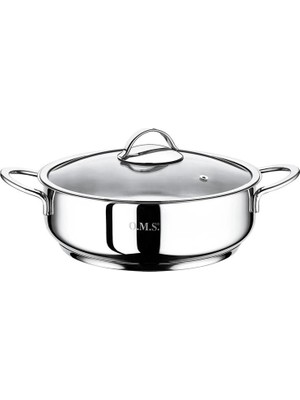 2038 Sl - 2 Parça 1. Sınıf Paslanmaz Çelik, Indüksiyonlu 24X8 cm - 3,0 Litre Basık Tencere, Gümüş