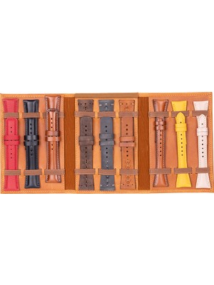 Hakiki Deri, El Yapımı, Saat Kordonu Taşıma Çantası, Tan Rengi