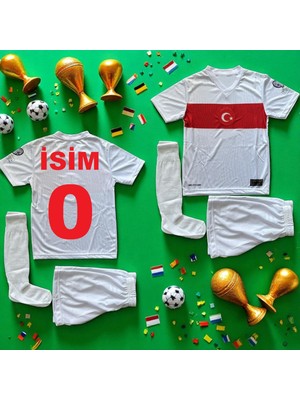 Bite Nose Isme Özel Yazdırmalı Çocuk Türkiye 2024/25 Milli Takım Beyaz Forma Short Takımı