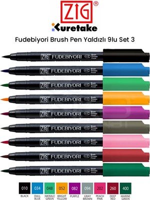 Zig Fudebiyori Brush Pen 9lu Set 3