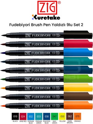 Zig Fudebiyori Brush Pen 9lu Set 2