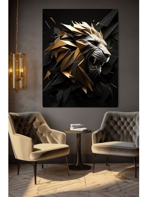 Özkacar Group Rengiyle Asil Duran Aslan Kanvas Tablo Ev Duvar Salon Ofis Dükkan Hediyelik Dekarasyon Süsü