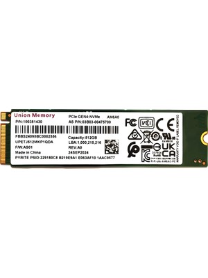 内蔵型SSD E Union Memory SSD NVMe PCIe 512GB Union SSD Solid State Drive ve Fiyatları - Hepsiburada.com