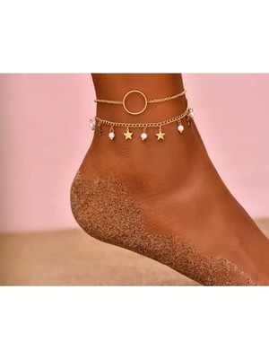 Şıklığınızı Tamamlayacak Altın Renk Yıldız Model Halhal