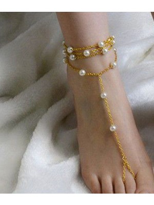 Şıklığınızı Tamamlayacak Altın Renk Inci Zincir Halhal