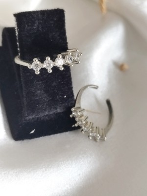 Ladybirdbujiteri Ayarlanabilir Zirkon Taşlı Çelik Beştaş Yüzük