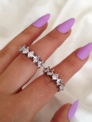 Ladybirdbujiteri Zirkon Taşlı Beştaş Çelik Yüzük Kare Model