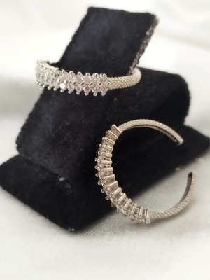 Ladybirdbujiteri Çift Sıra Zirkon Taşlı  Ayarlanabilir Yarım Tur Çelik Yüzük