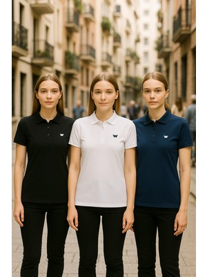 Kadın Yazlık 3lü Paket Kısa Kol Dar Polo Yaka Tişört