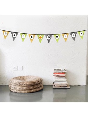 Cadılar Bayramı Kabak Temalı Halloween Yazılı Banner Süs Flama 3 Metre