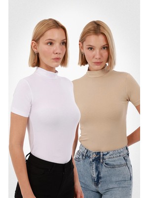 Kadın Kısa Kol Bluz 2'li Set