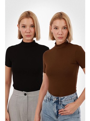 Kadın Kısa Kol Bluz 2'li Set