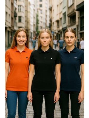 Kadın 3 Lü Paket Basic Kısa Kol Düz Polo Yaka Tişört
