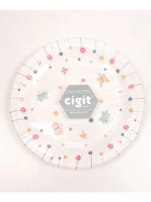 8'lı Karton Tabak Kelebek Desen