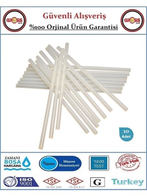 Çubuk Mum Silikon Şeffaf - 11.2X300MM Kalın - 10 Adet