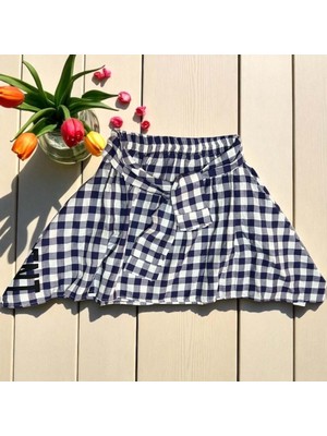 Asimetrik Kesim Ekose Etek - Nanıca Kıds - NNC222846 - Indigo - 7 Yaş - NNC222846-İNDIGO-7 Yaş Indigo