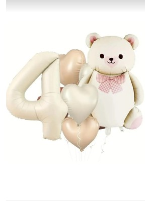 Bkmc Party Pembe Kurdeleli Aycık Kalp Folyo Balonlu Doğum Günü Parti Seti Süsü