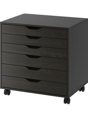 IKEA Alex Keson 67 x 66 cm Venge 6 Çekmeceli Tekerlekli Ev ve Ofis Düzenleyici